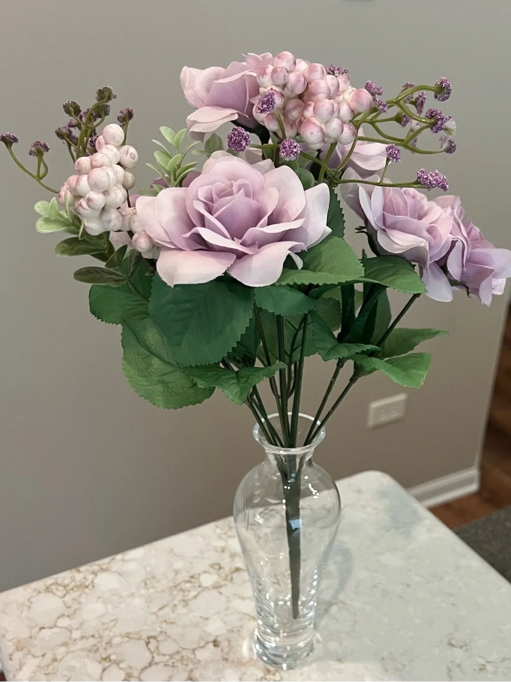 Unbranded Lavender Rose Bouquet Artificial Floral Arrangement